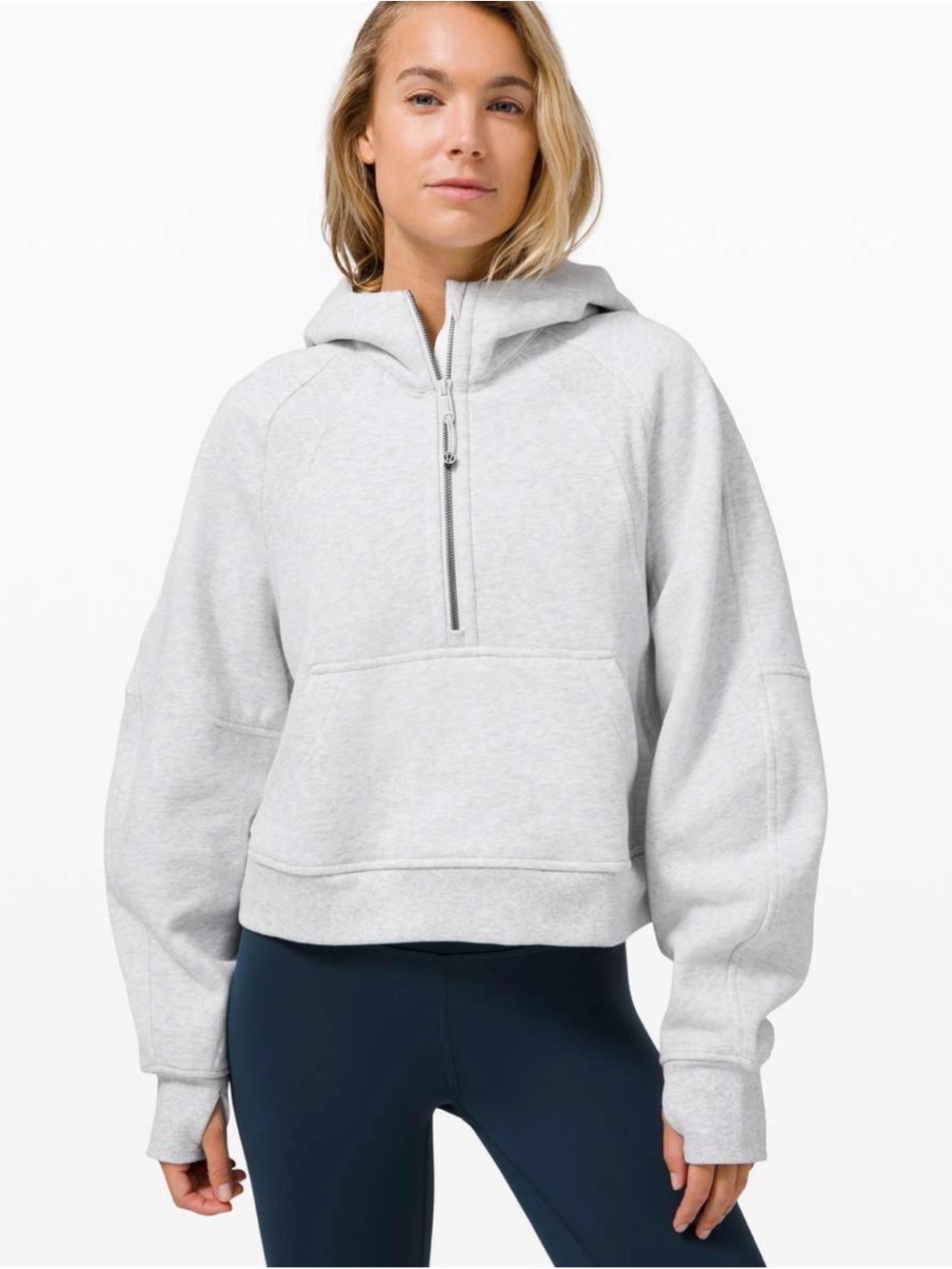 Lululemon Scuba Oversized 1/2 Zip Hoodie Heathered Core Ultra Light Grey